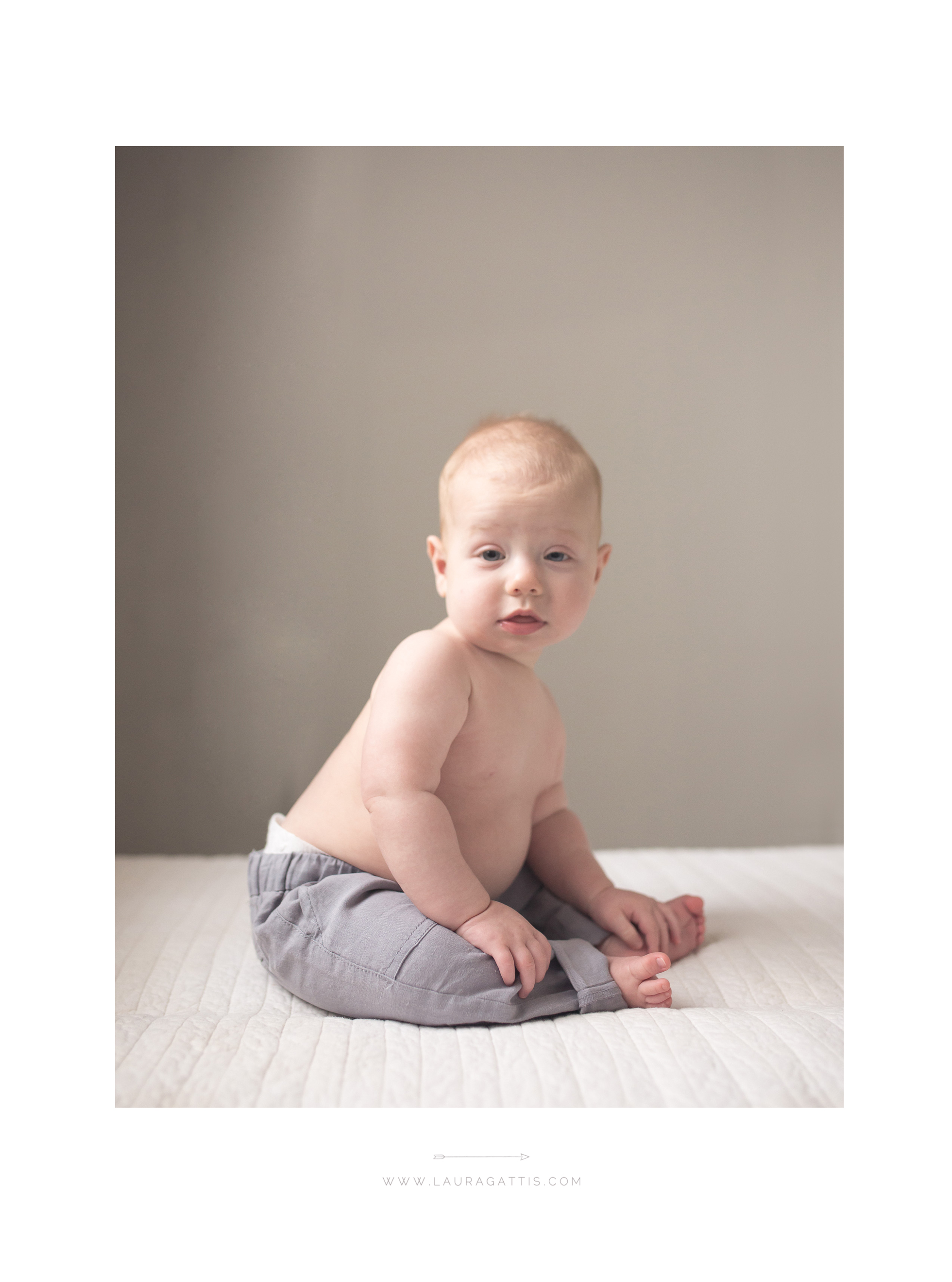 creamy natural light studio baby milestone session | laura gattis photography